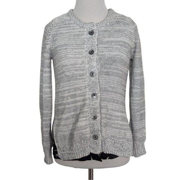 Field & Flower Marled Cardigan Womens Size Small Bird Print Button Front Sweater - Picture 1 of 10